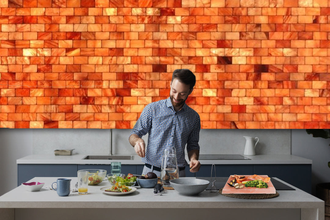 Himalayan salt bricks wall