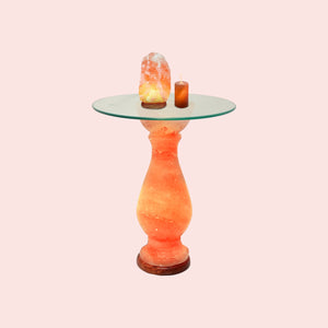 Coffee Table With Salt Lamp & Candle