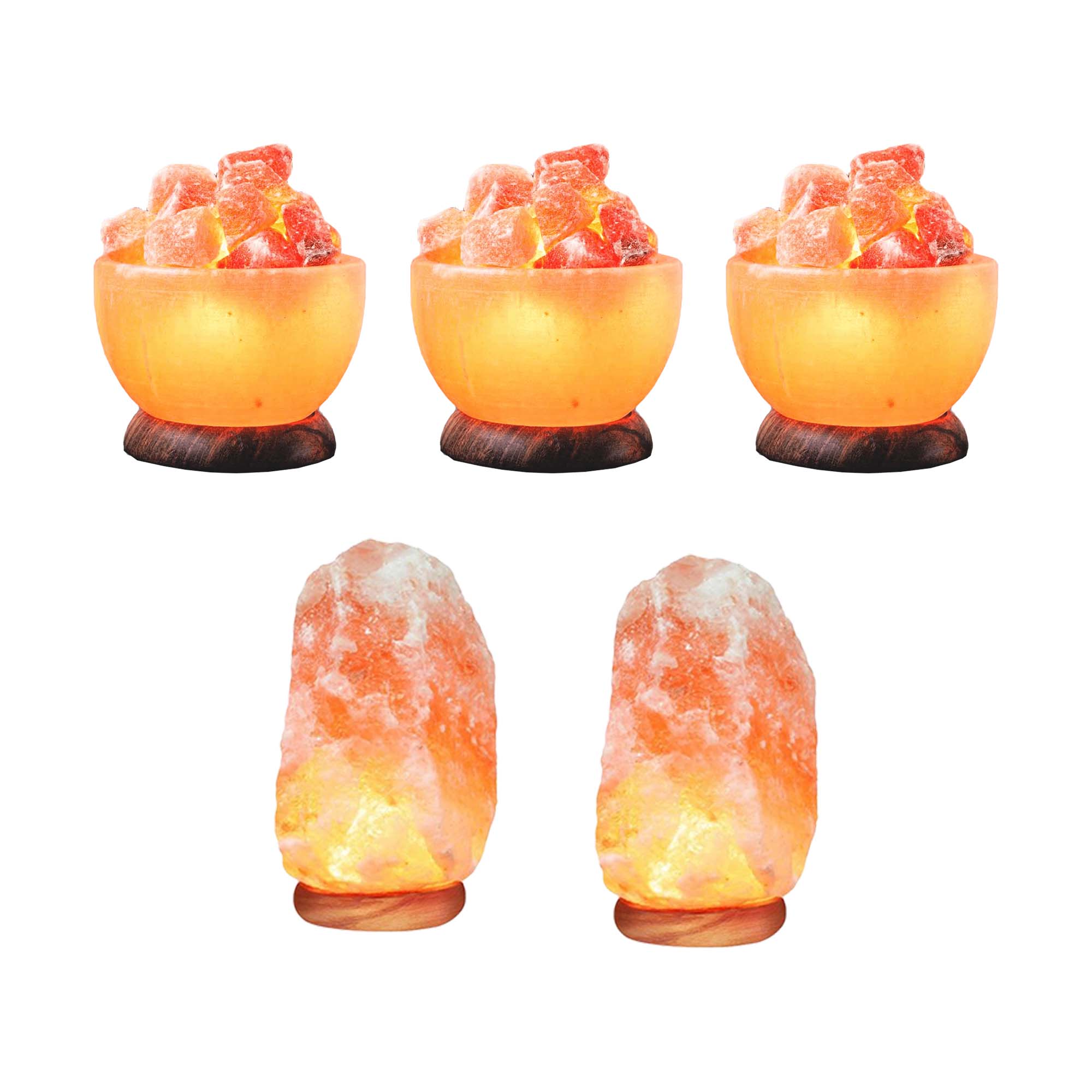 3 Himalayan Pink Salt Fire Bowl 2 Pink Himalayan Crystal Salt Lamps ...