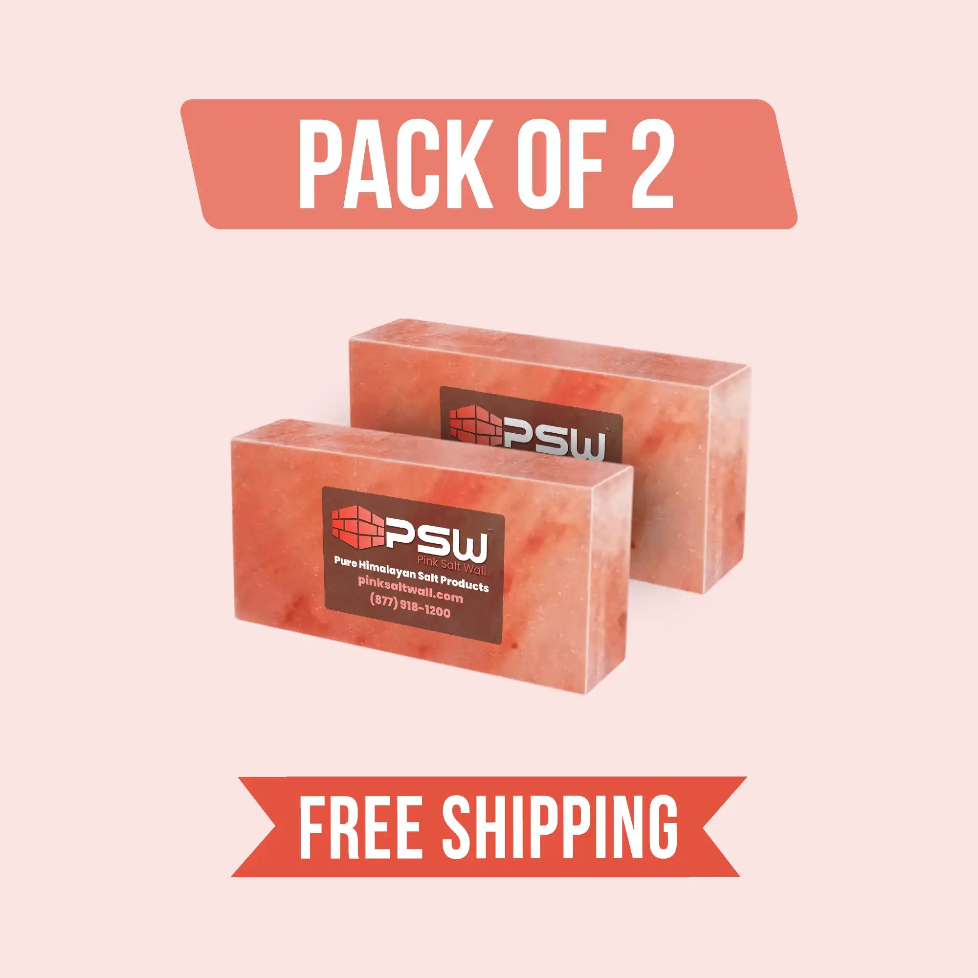 Duo – Himalayan Salt Bricks 8" x 4" x 2" - Pack of 2 - Free Shipping